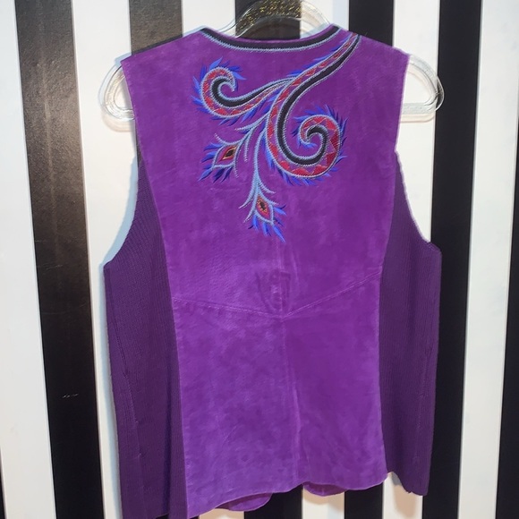 Bob Mackie Wearable Art Purple Suede Vest Womans Small Vintage Retro 90s Leather - Picture 11 of 17